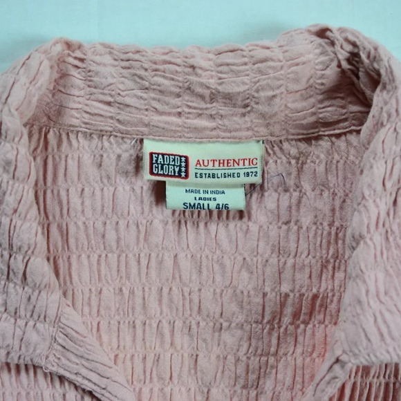 Vtg FADED  GLORY Gauze Latch Front Top - Picture 3 of 9